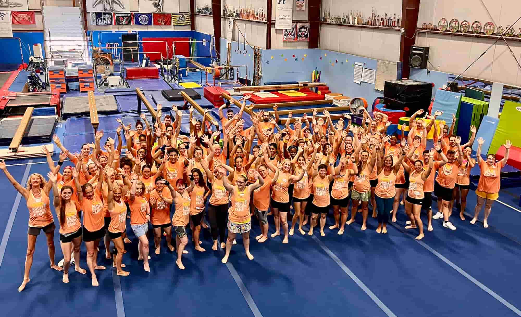 group of athletes at the original adult gymnastics camp 