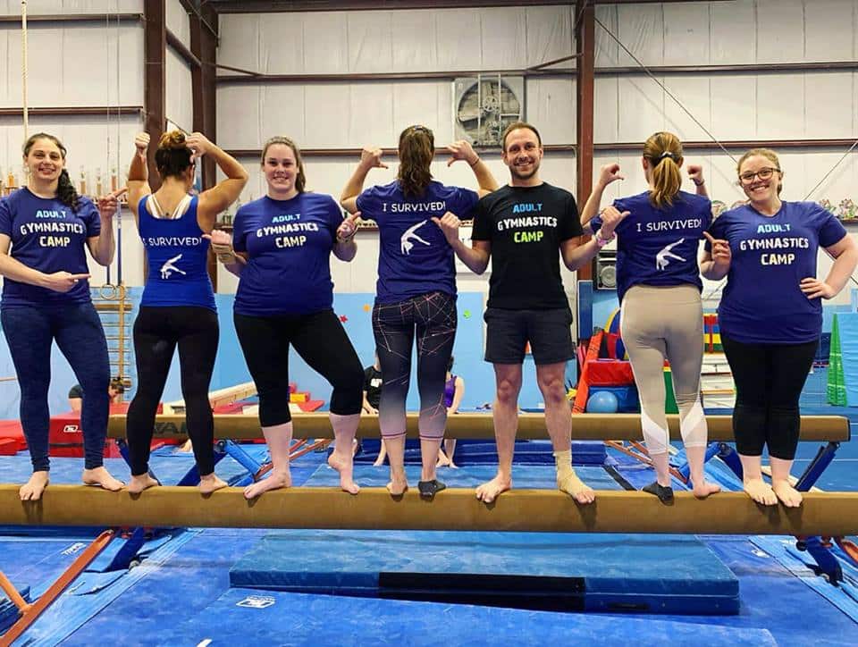 Our adult gymnastics camp is a huge hit with groups as a retreat. adult gymnastics camp retreat