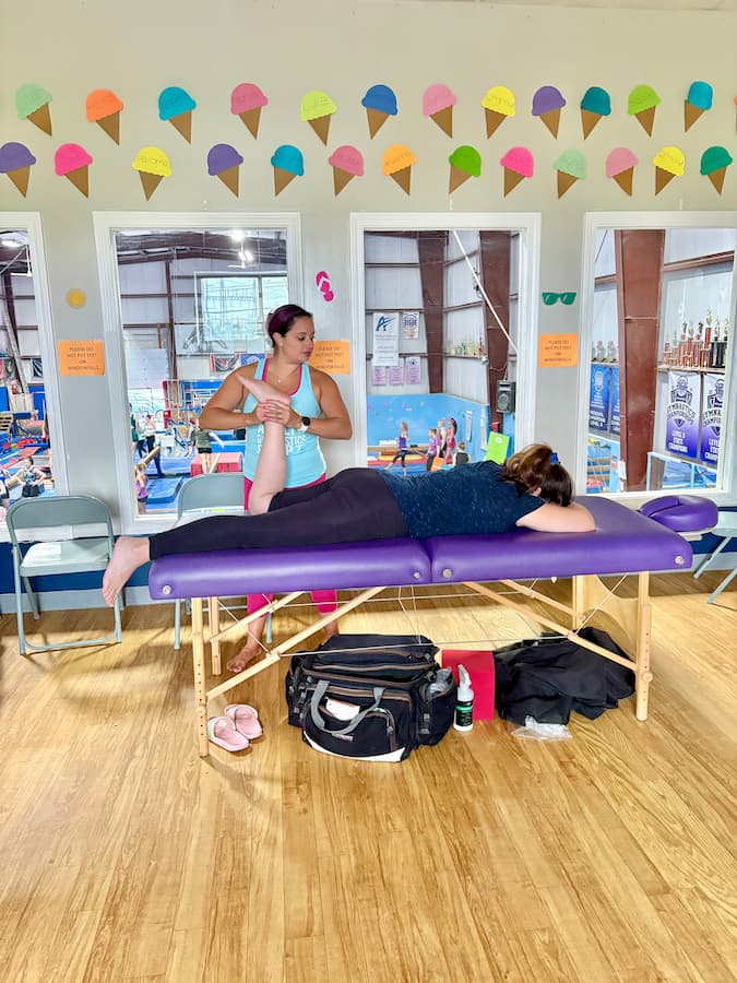 meghan mello athletic trainer at the original adult gymnastics camp